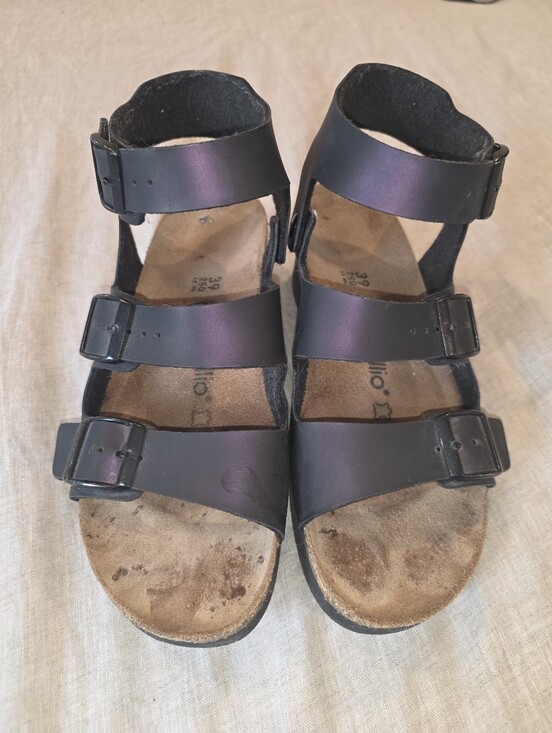 Birkenstock Shoes - Birkenstock Papillo Three-Strap Buckle Sandals in Irridescent Purple SZ 39